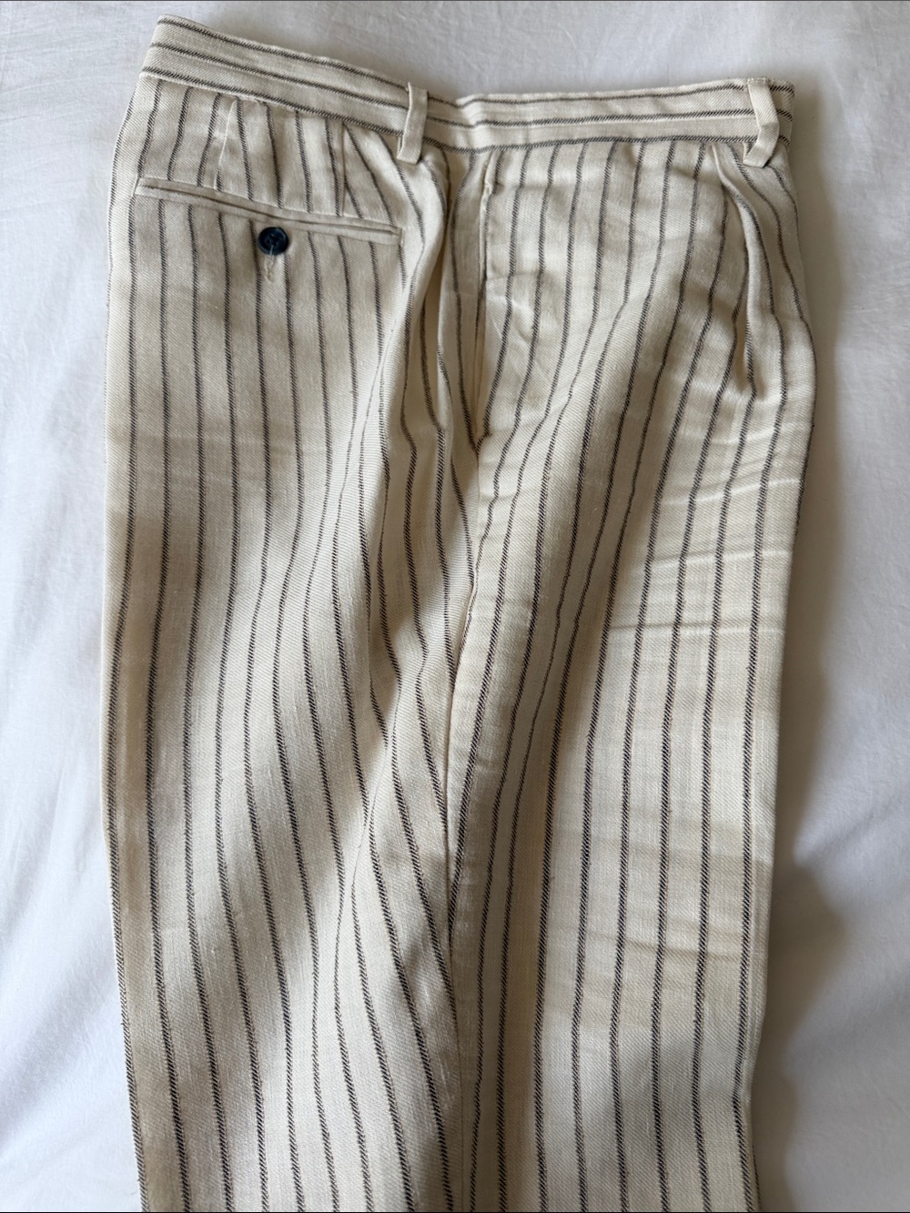 ASOS Cream Pinstripe Dress Trousers linen size 33 x 30